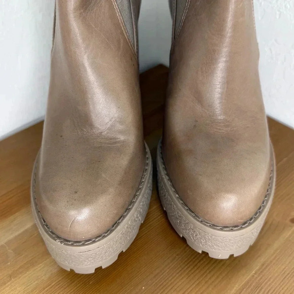NEW Schutz Leather Heeled Lug Ankle Chelsea Boots - Billie Mocaccino Size 6.5 - Picture 6 of 9